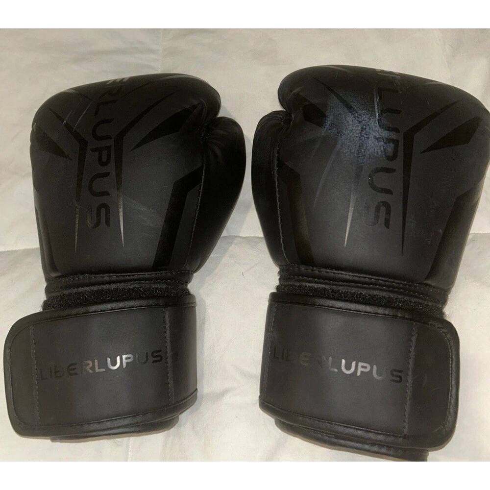 Liberlupus 10oz Boxing Gloves Black Combat Training Kickboxing Heavy Bag